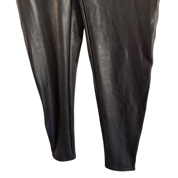 Spanx Faux Leather Stripe Black Metallic Leggings, Size L - Picture 8 of 12